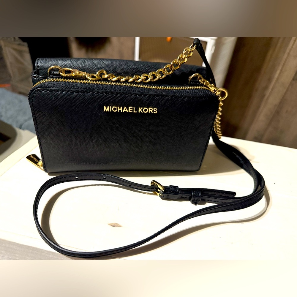 Michael Kors Black and Gold Crossbody Bag